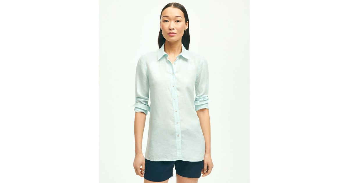 Brooks Brothers Irish Linen Tunic Shirt in Green Lyst