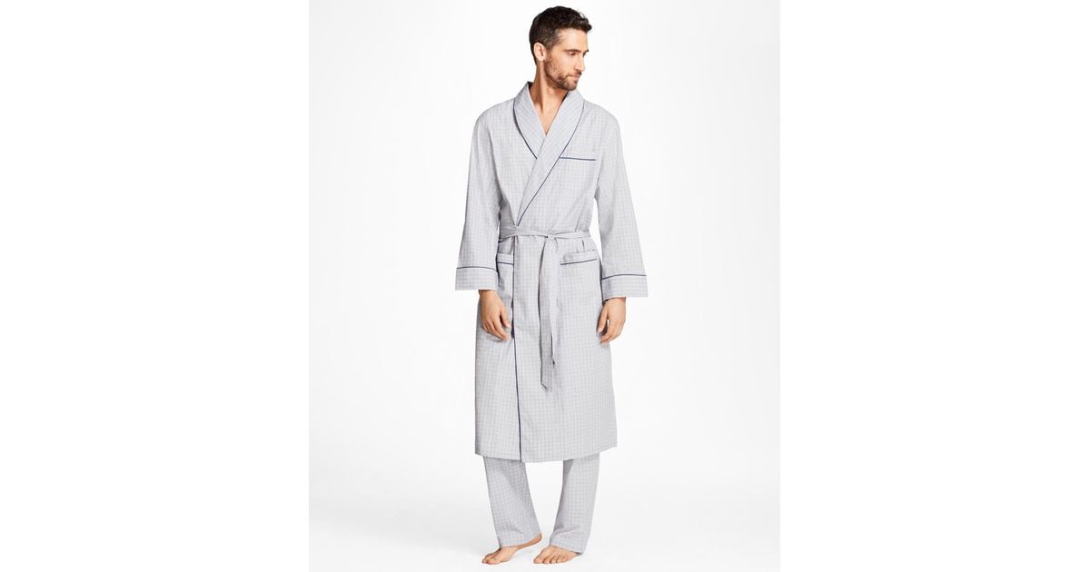 Brooks Brothers Cotton Plaid Robe in Grey (Gray) for Men Lyst