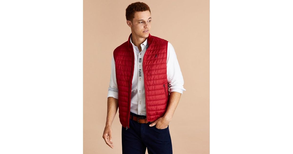 Brooks Brothers Waterresistant Red Fleece Puffer Vest for Men Lyst