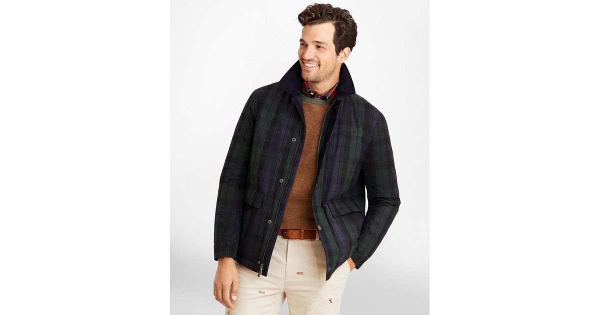 Brooks Brothers Black Watch Tartan Waxed Cotton Barn Coat for Men Lyst