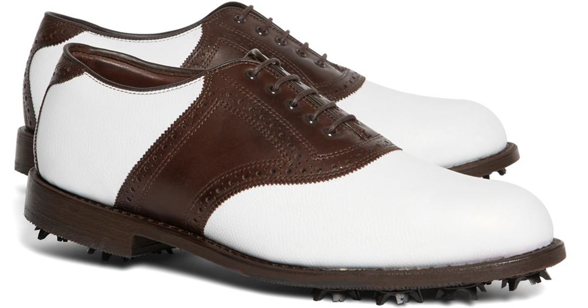 Brooks Brothers Redan Golf Shoes in White-Brown (Brown) for Men - Lyst