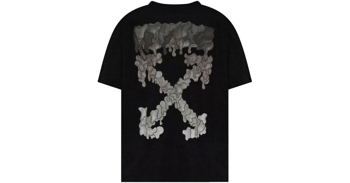 Off-White Black/Blue Marker Vertebrae Arrow Print Slim T-Shirt - T-Shirts  from Brother2Brother UK