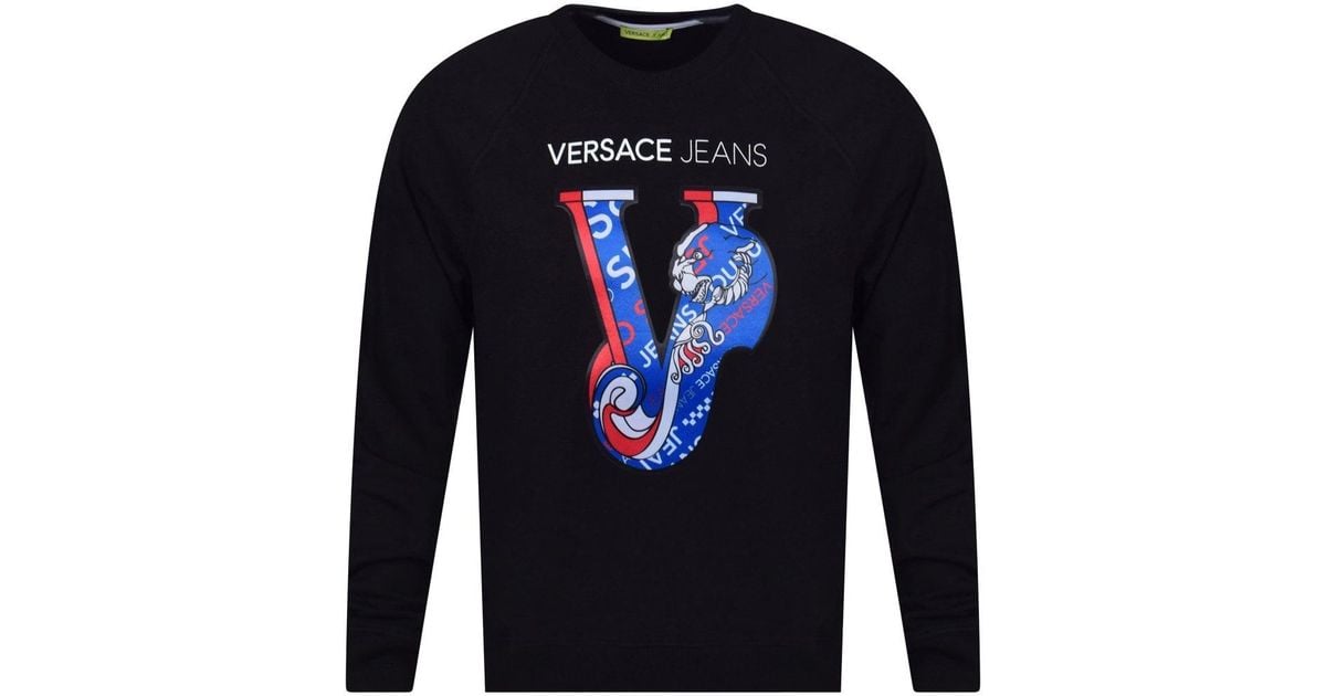 versace jeans crew neck logo sweatshirt black
