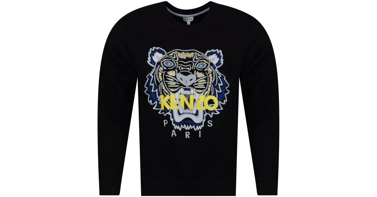 KENZO Black/yellow/blue Tiger Logo Sweatshirt for Men | Lyst