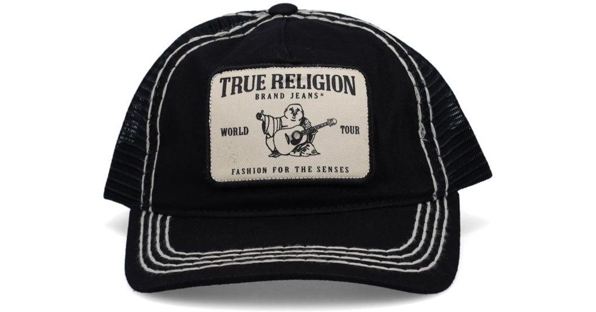 True Religion Denim Black Logo Patch Cap for Men Lyst