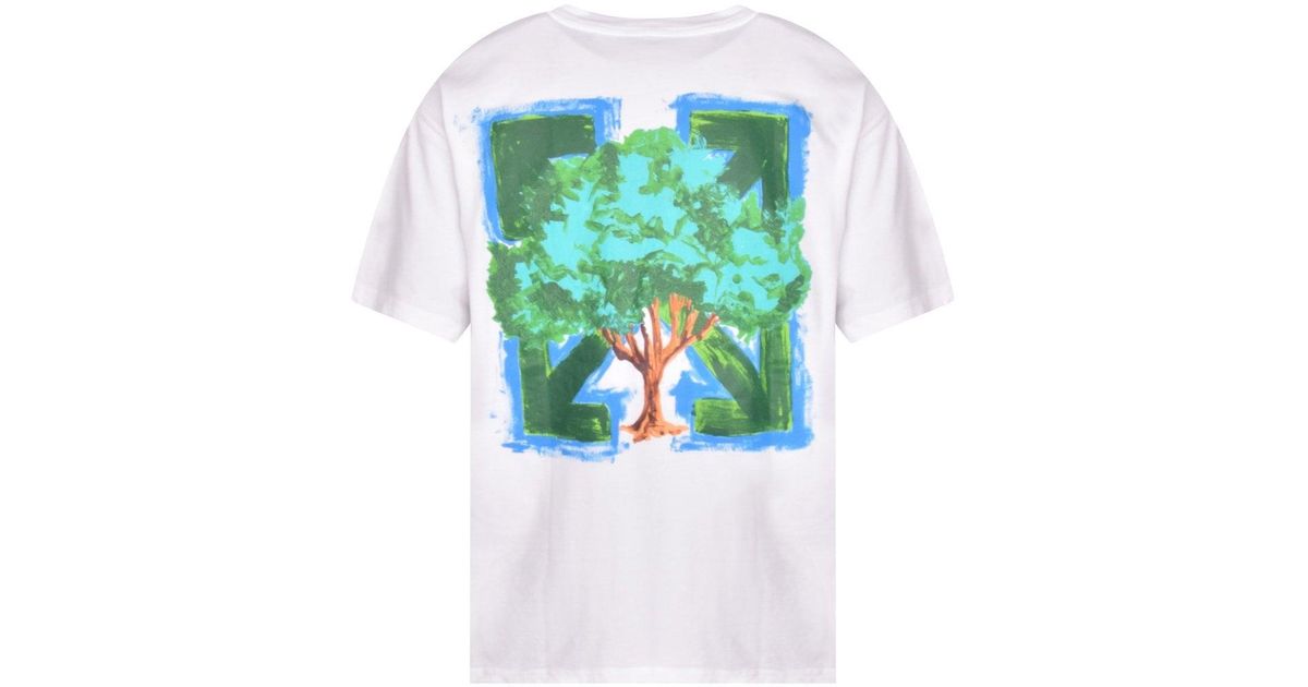 Off-White c/o Virgil Abloh Cotton White Arrow Tree Print Oversized T-shirt  for Men | Lyst