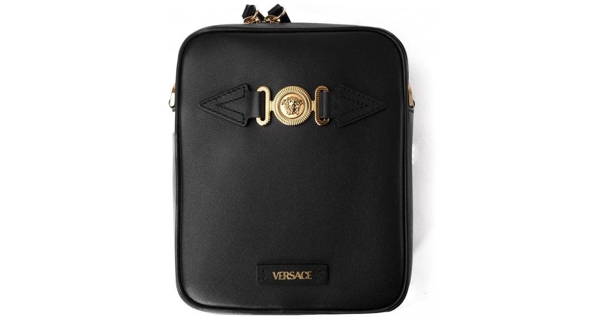 Versace Leather Medusa biggie Messenger Bag in Black for Men Lyst UK