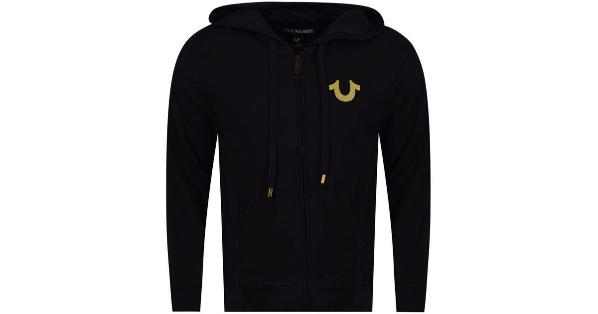 true religion black and gold hoodie