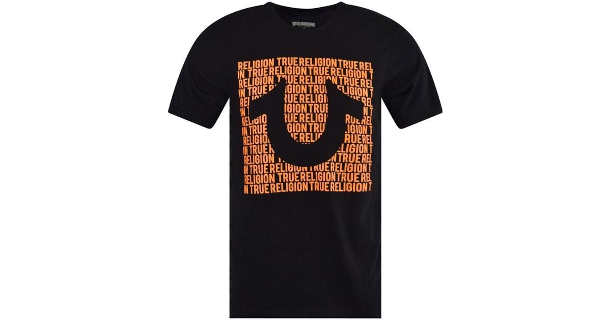 Black/orange Script Print T-shirt 