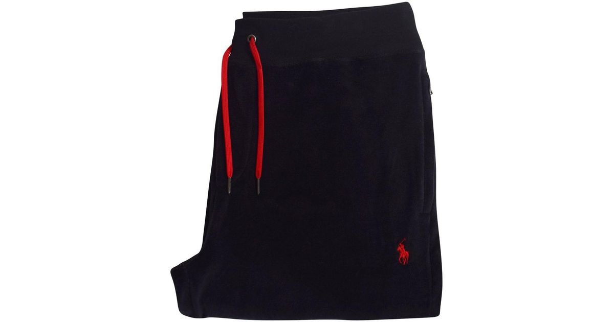 Polo Ralph Lauren Cotton Black/red Logo Velour Sweatpants for Men | Lyst  Canada