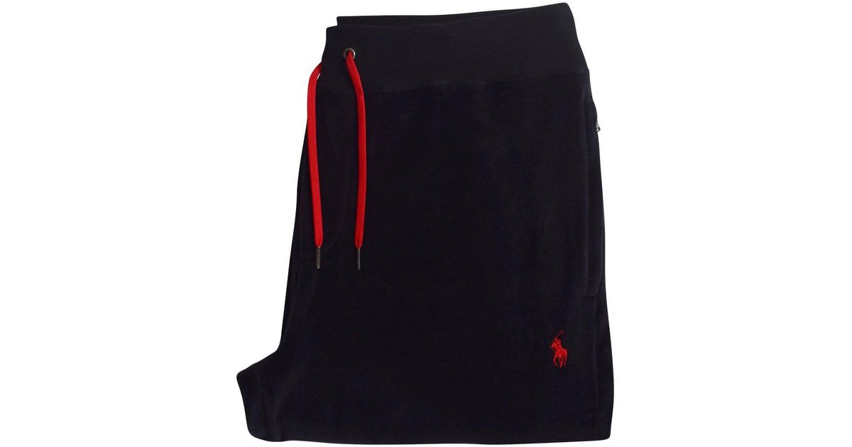 polo sweatpants black and red