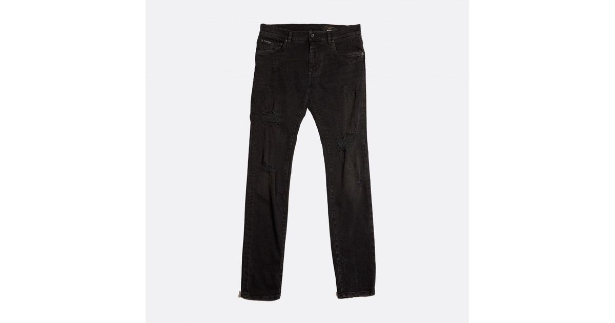 Dolce & Gabbana Skinny Stretch Denim Jeans With Rips in Black for Men ...