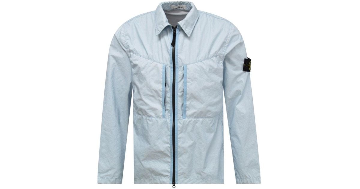 Stone Island Sky Blue Zip Through Overshirt for Men Lyst