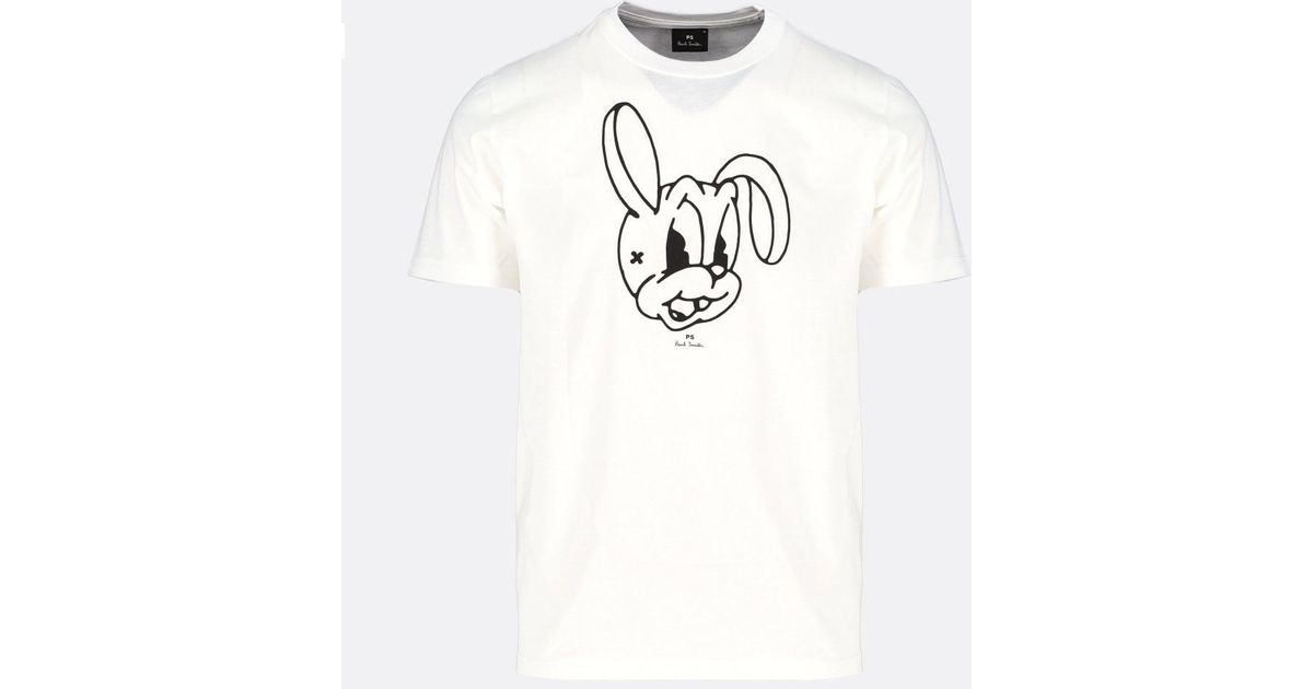 PS by Paul Smith Cotton 'rabbit' T-shirt in White for Men | Lyst