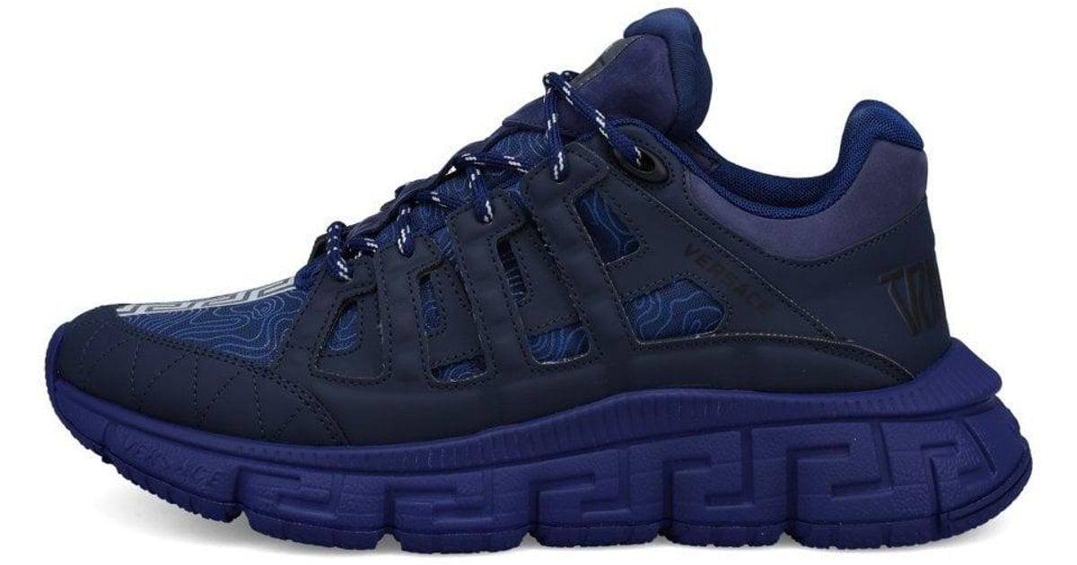 Versace Leather Trigreca Sneakers in Blue for Men | Lyst