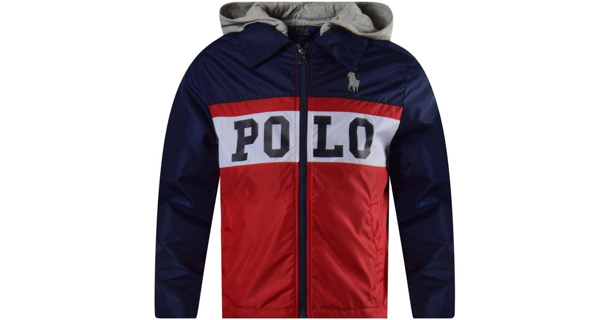 red white and blue polo jacket