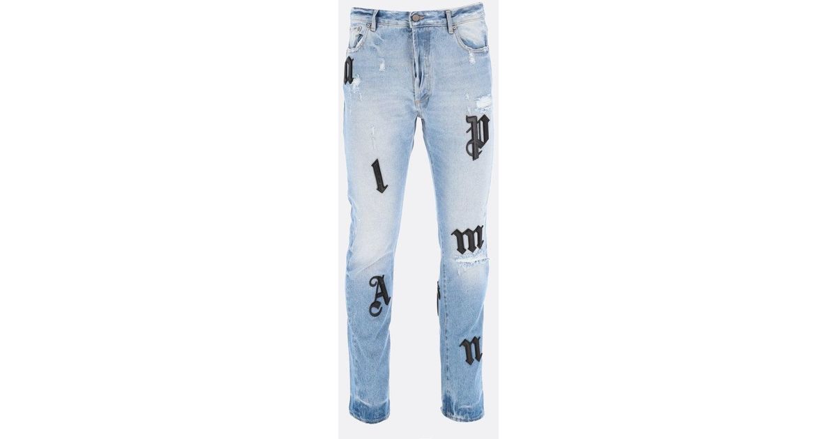 Palm Angels Patch Work Denim Jeans in Blue for Men | Lyst Canada