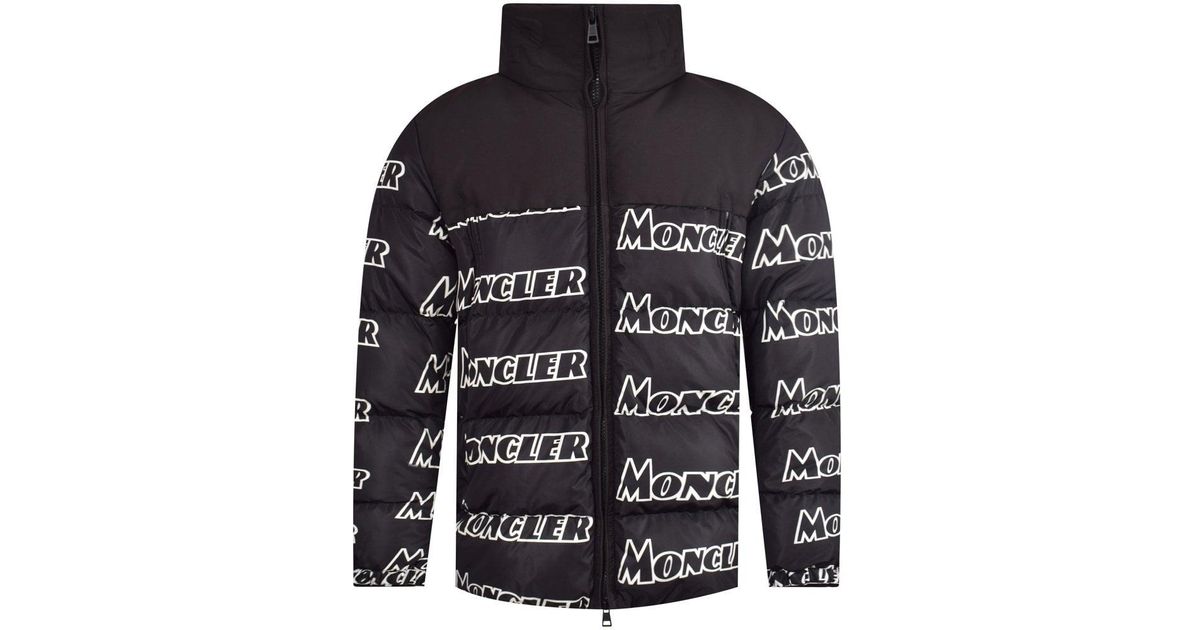 Moncler Faiveley Logo Print Jacket in Black for Men | Lyst