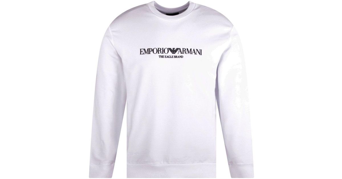 Emporio Armani Cotton White The Eagle Brand Sweatshirt for Men | Lyst
