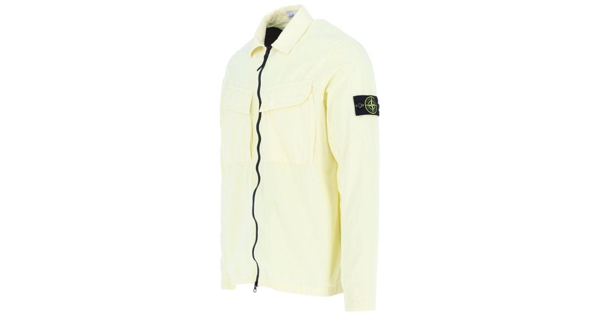 Stone Island Butter Zip Through Overshirt in Yellow for Men | Lyst