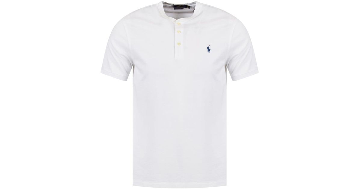 Polo Ralph Lauren White Grandad Collar Polo Shirt for Men | Lyst