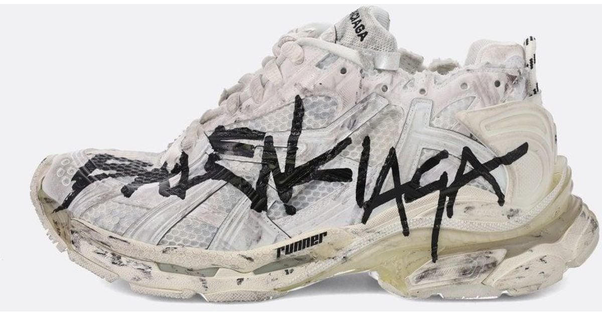 Balenciaga Runner Graffiti Logo Trainers in Metallic for Men | Lyst