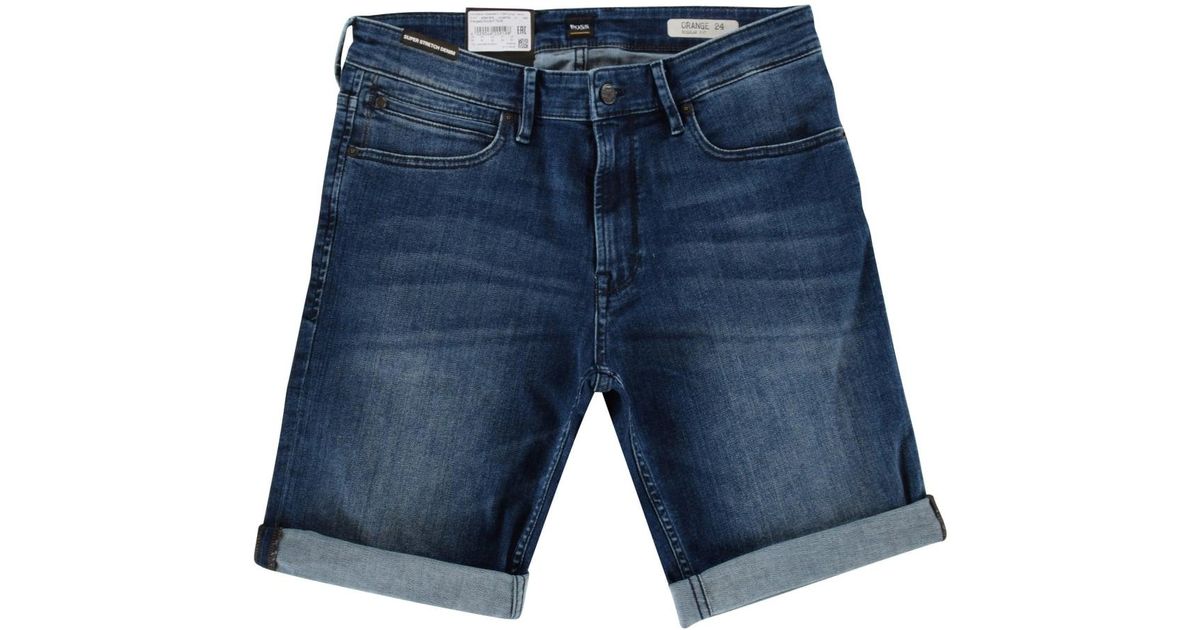 Hugo Boss Medium Blue Denim Shorts - Lyst