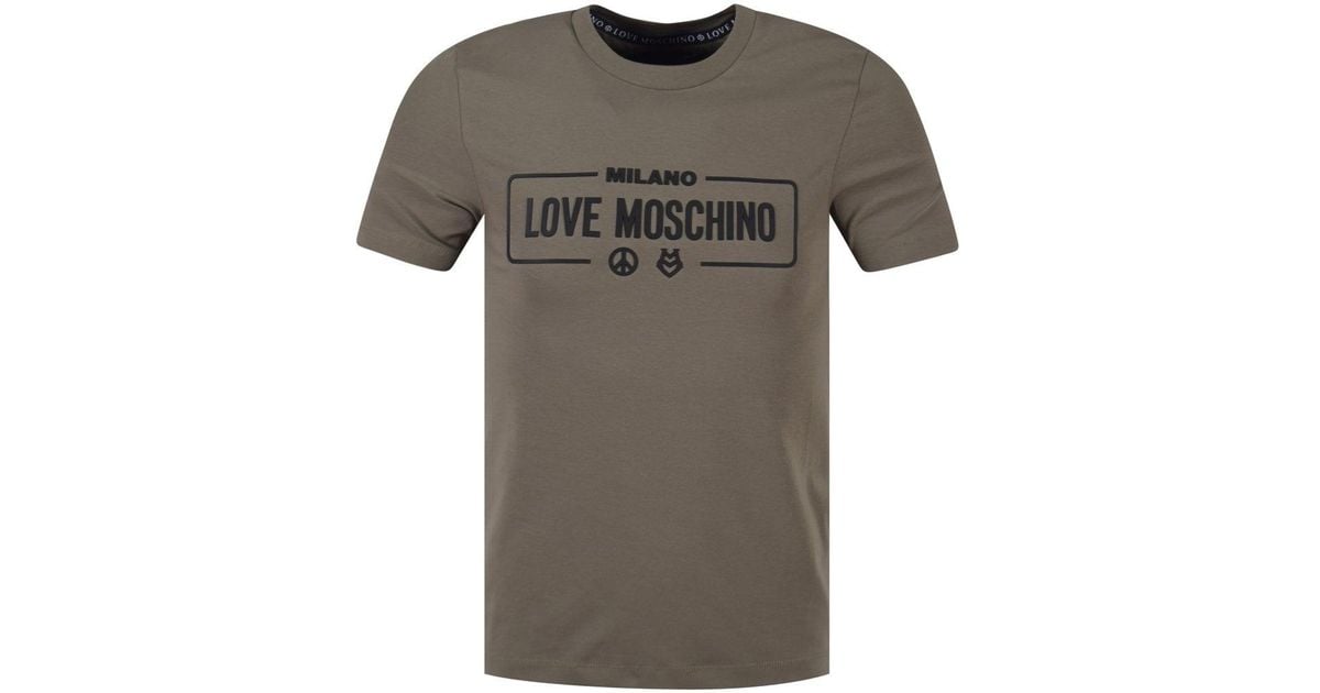 Love Moschino Rubber Khaki Milano Print 