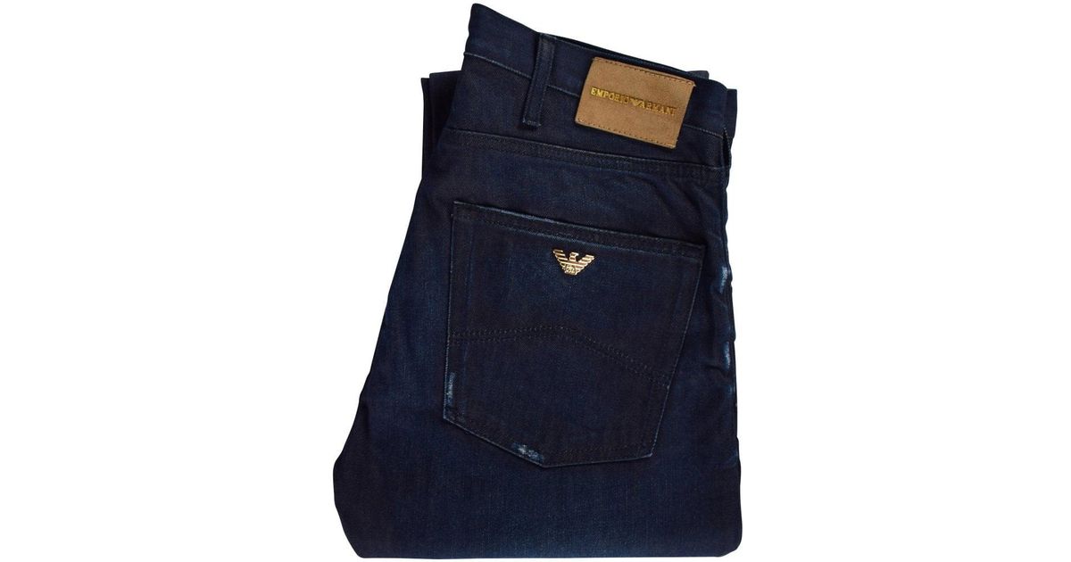 Emporio Armani Dark Blue J45 Regular Fit Jeans for Men | Lyst