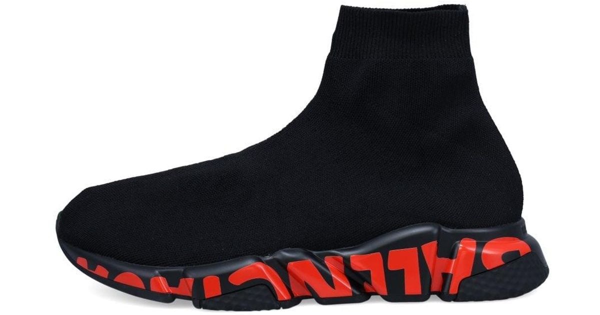 Balenciaga Black & Red Graffiti 2.0 Speed Sock Runners for Men | Lyst