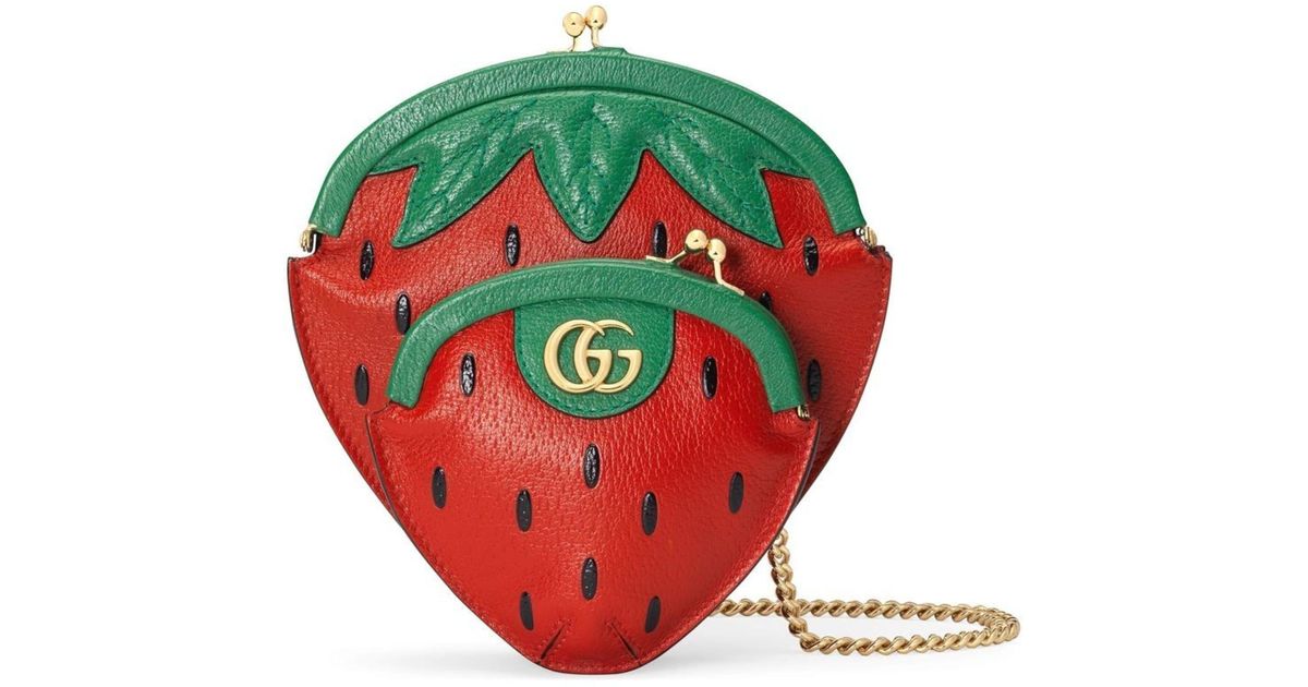 Gucci Strawberry Leather Mini Bag in Red Lyst