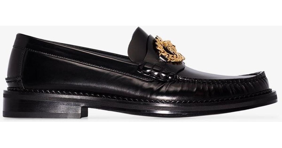 Versace Medusa Chain Leather Loafer in Black for Men Lyst