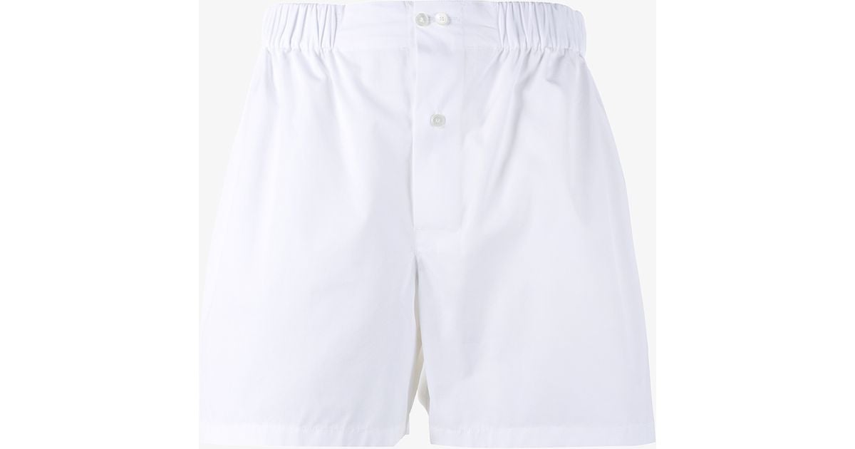 Miu Miu Cotton Boxer Shorts in White | Lyst