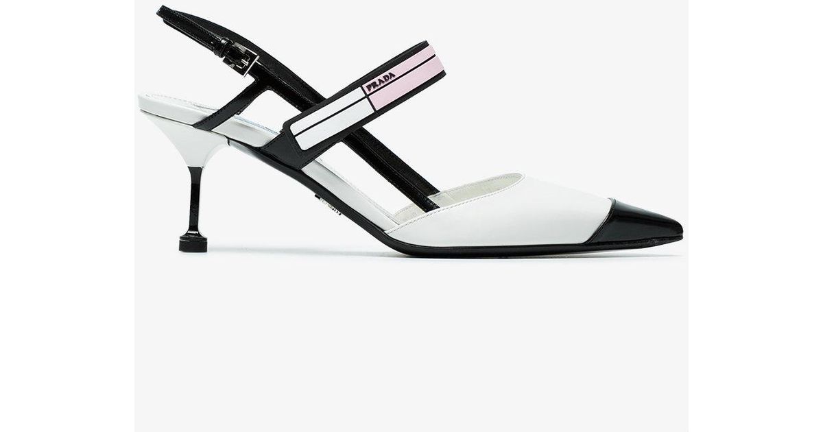 white leather slingbacks