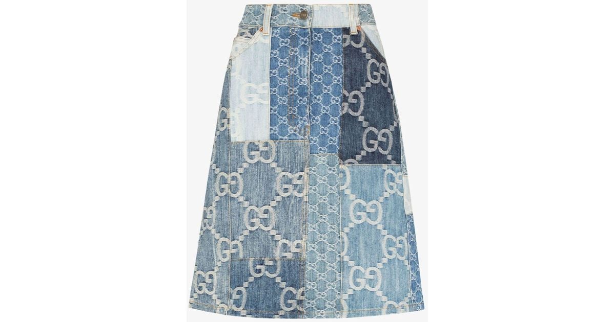 スカート GUCCI Patchwork blue skirt in denim GUCCI Patchwork blue skirt in denim | TheDoubleF