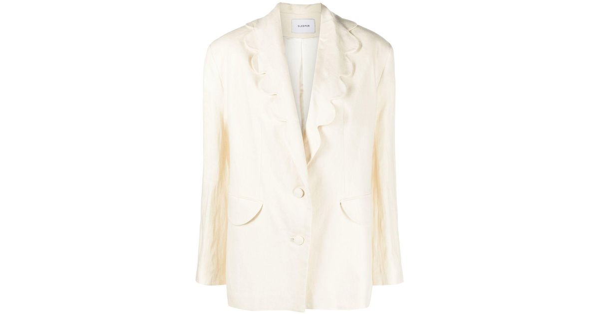Sleeper White Dynasty Single-breasted Linen Blazer in Natural | Lyst