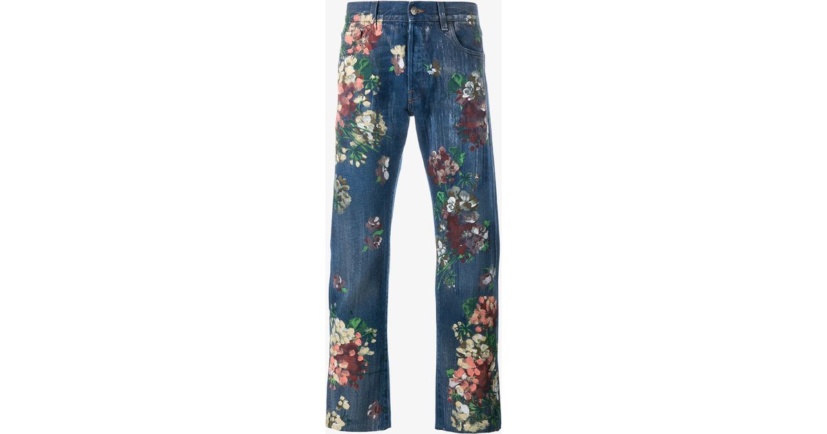 gucci floral jeans