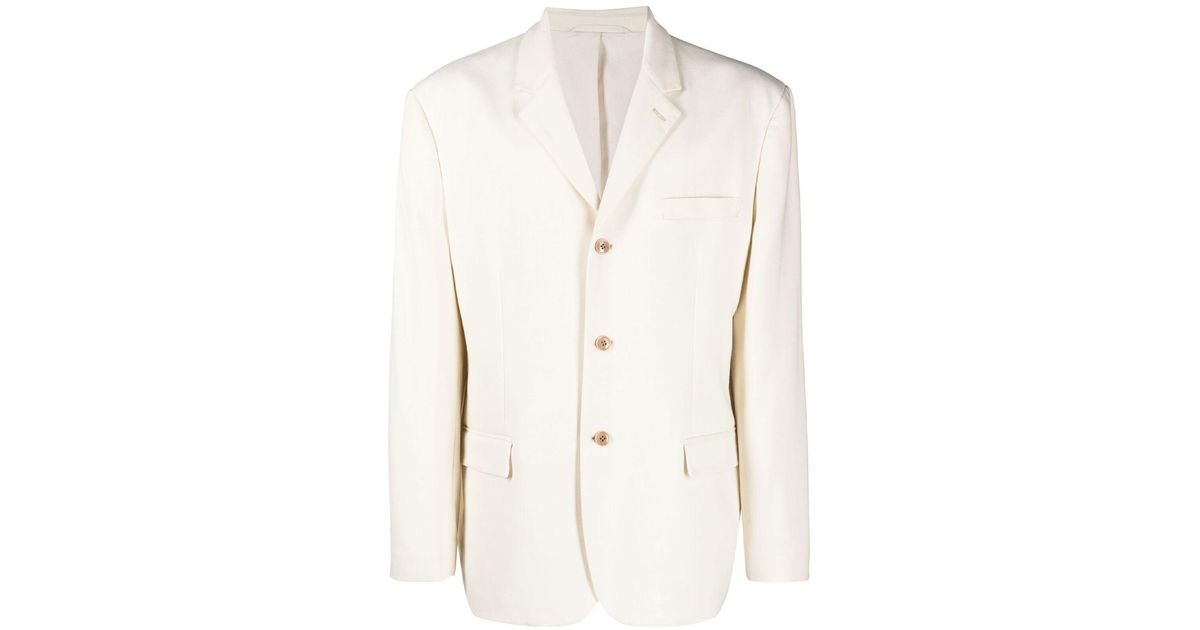 Lemaire Wool White Three Button Single-breasted Blazer in Natural for ...