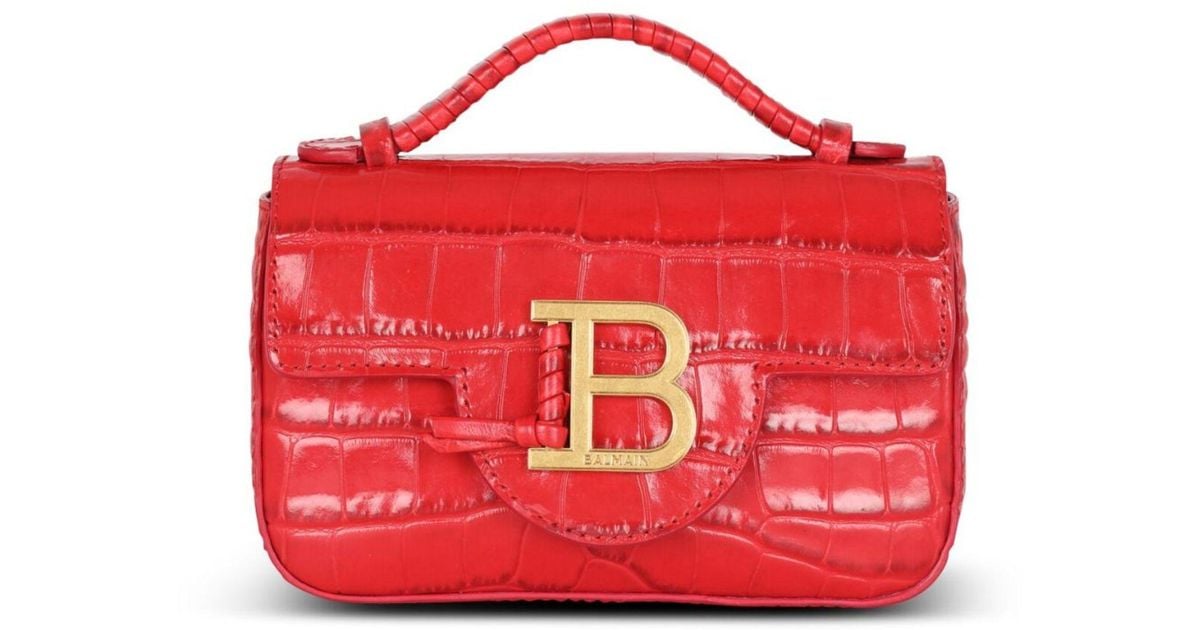 Balmain Red B-buzz Leather Mini Bag | Lyst