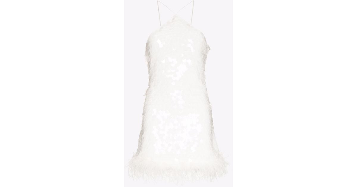 De La Vali Avenue feather-trim minidress - Black