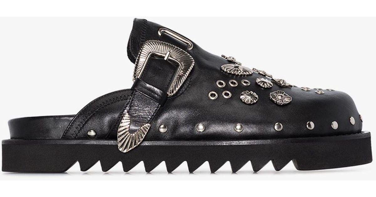 Toga Virilis Black Studded Slip-on Leather Shoes for Men | Lyst