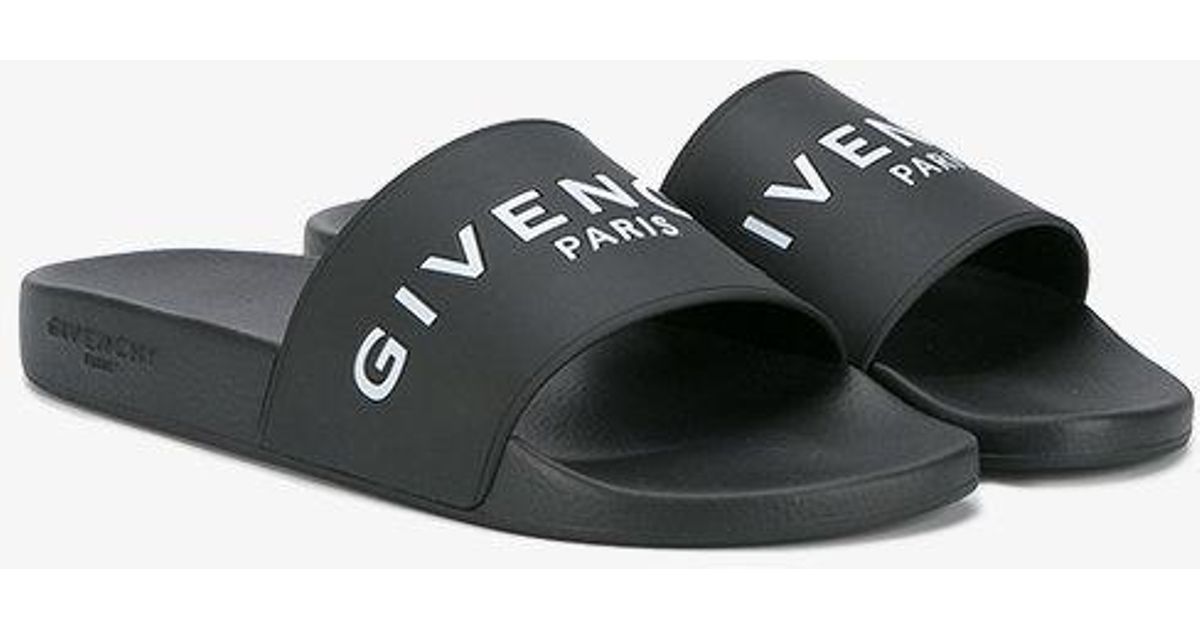 Givenchy Rubber 'paris' Sliders in Black for Men - Lyst