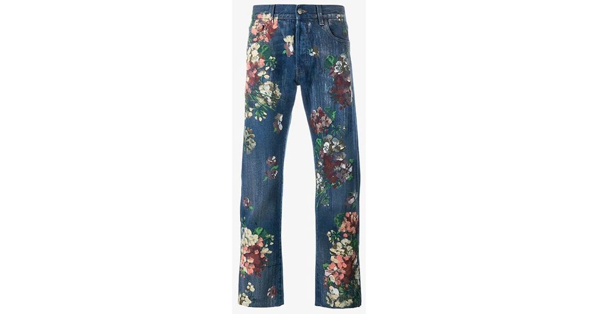Gucci Denim Floral Painted Jeans for 
