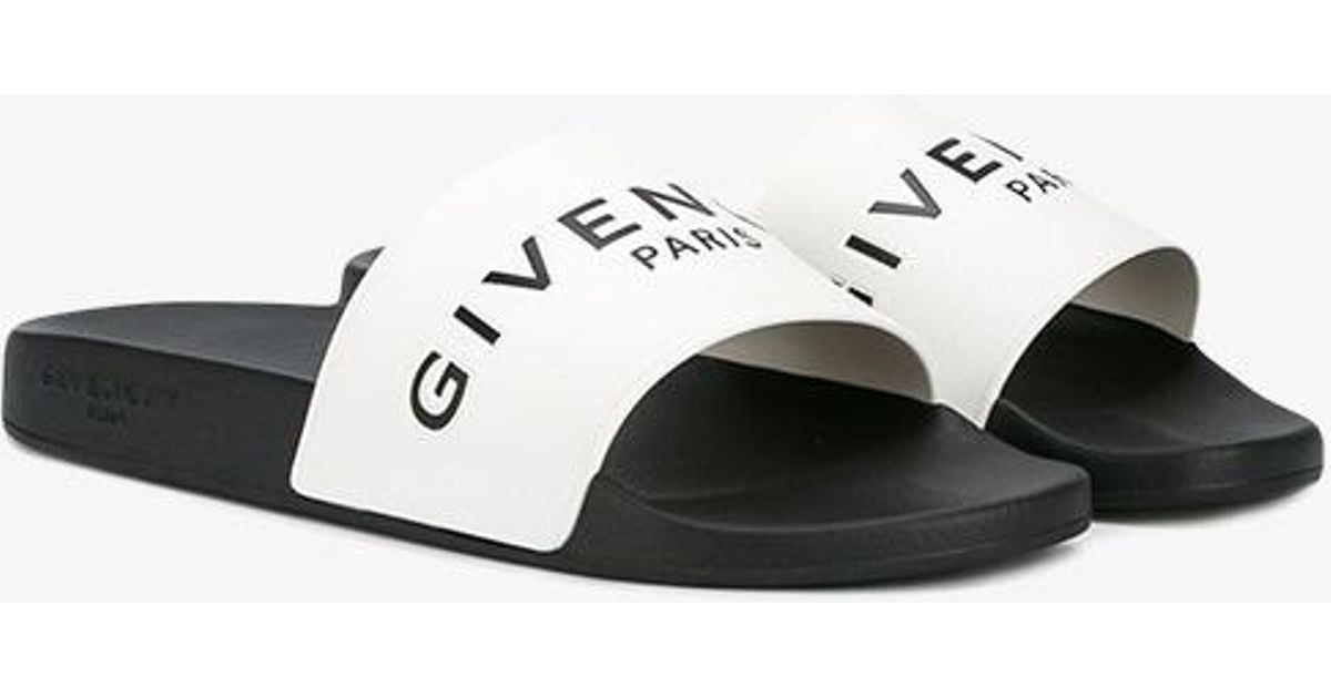 white and black givenchy slides