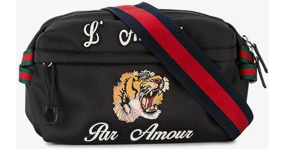 Gucci Tiger Embroidered Belt Bag in Black for Men | Lyst