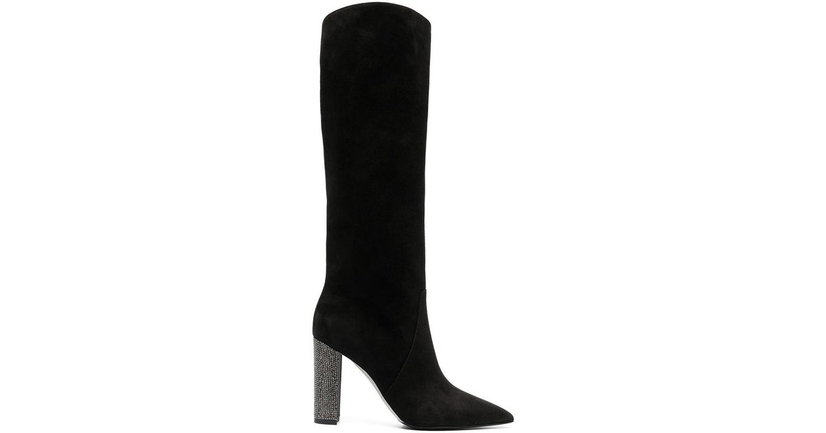 Rene Caovilla Black 100 Suede Knee-high Boots | Lyst