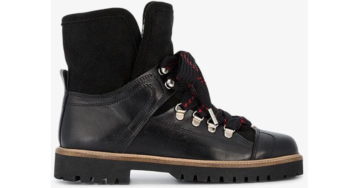 Ganni Edna Wool-lined Hiking Boots in Black - Lyst