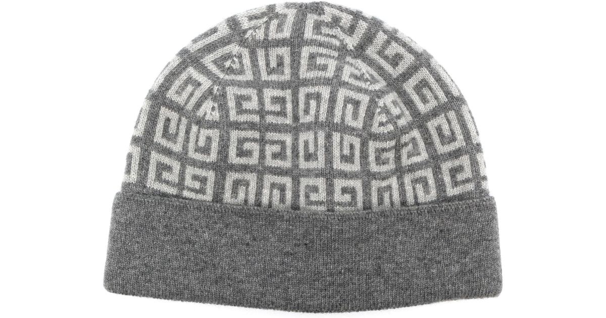 Givenchy 4g Intarsia Beanie Hat in Gray | Lyst