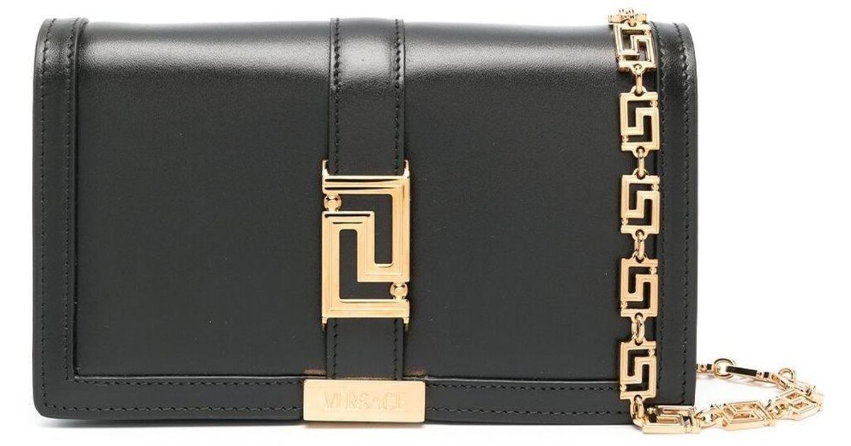 Versace Black Greca Goddess Mini Leather Cross Body Bag Lyst