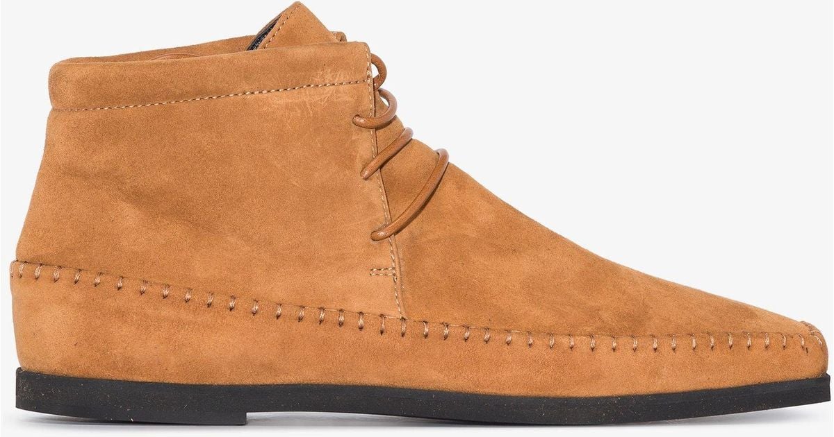 TOTEME Suede Moccasin Boots in Brown Lyst Australia